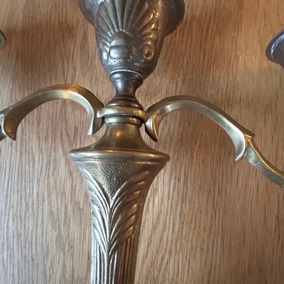Vintage Brass Art Nouveau Style Candelabra Set 2 - Picture 9 of 16